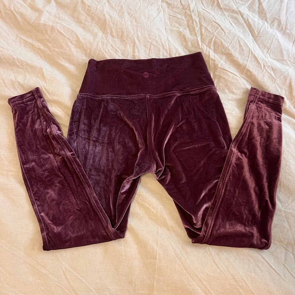 Lululemon - Maroon velvet leggings, Size 10
